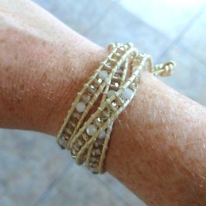 Victoria Emerson white beaded wrap bracelet